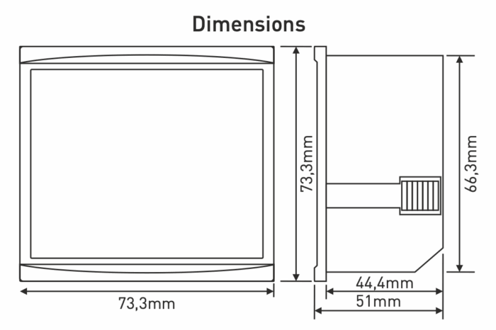 Asymmetrical 2×2 LED display for panel/door mounting 230VAC