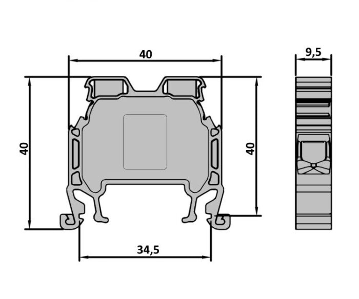 ONKA 10mm2 Screw rail connector terminal block DIN rail terminal 2-wire grey, 1010042