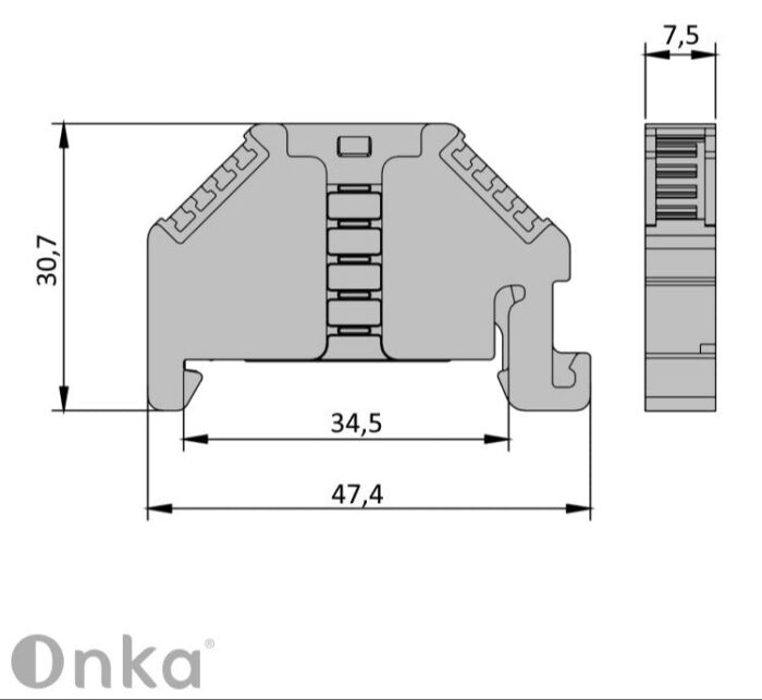 ONKA Plug, end bracket, universal bracket (for spring and screw terminal block ) , 1060002