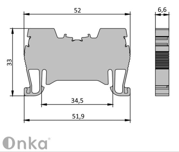 ONKA 4mm2 spring rail connector terminal block DIN rail terminal 2-wire blue, 1020027