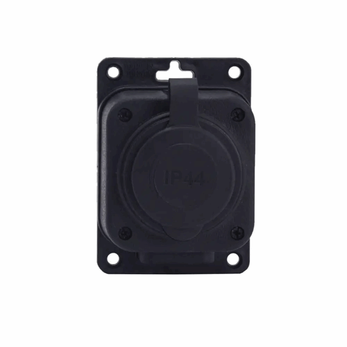 Black "rubber" surface-mounted socket 250V, 16A, IP44, SCHUKO 2P+Z, 1KMP-F, Bylion
