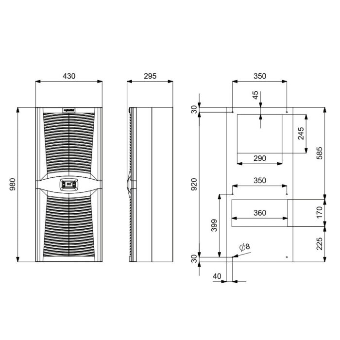 Air conditioning for switchboards / Cooler 2100W, PAD2100.01, Plastim