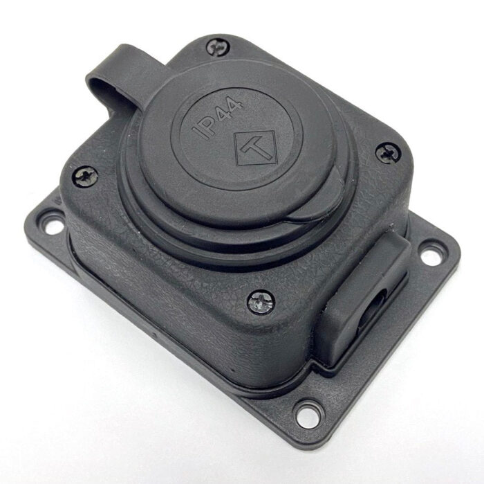 Black "rubber" surface-mounted socket 250V, 16A, IP44, SCHUKO 2P+Z, 1KMP-F, Bylion