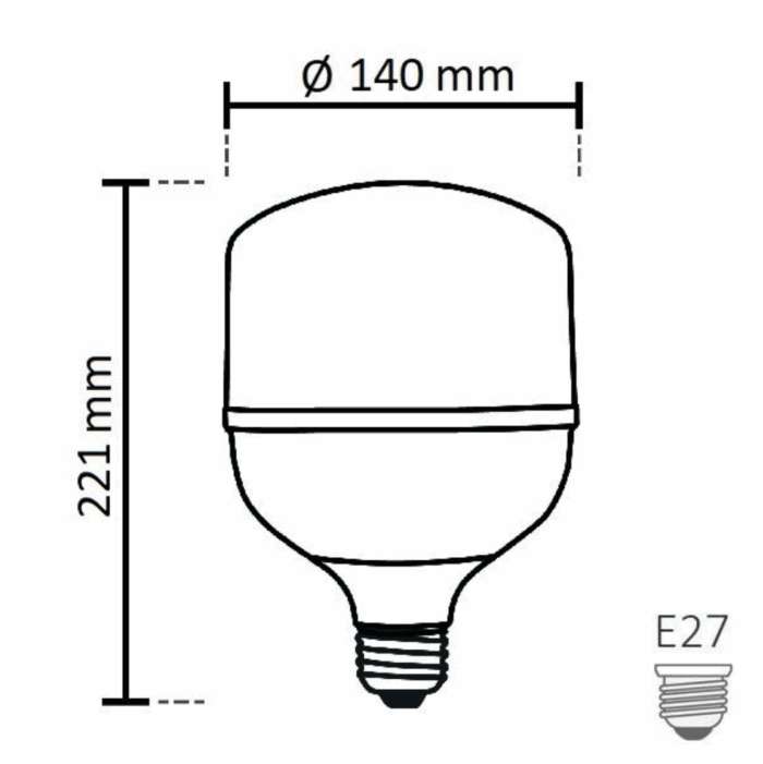 NOAS 60W (450W) LED bulb TORCH type, Cold white / 6500K, 5400 Lm, YL95-6001