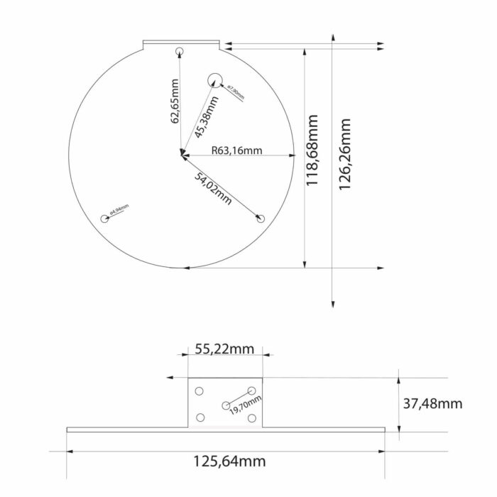 SNT-100LT wall bracket Ø100 mounting angle