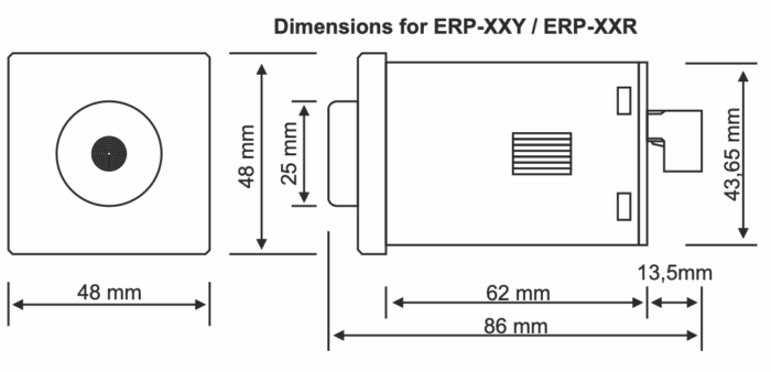 Time delay relay 230 V/AC (ON DELAY)48 x 48 mm