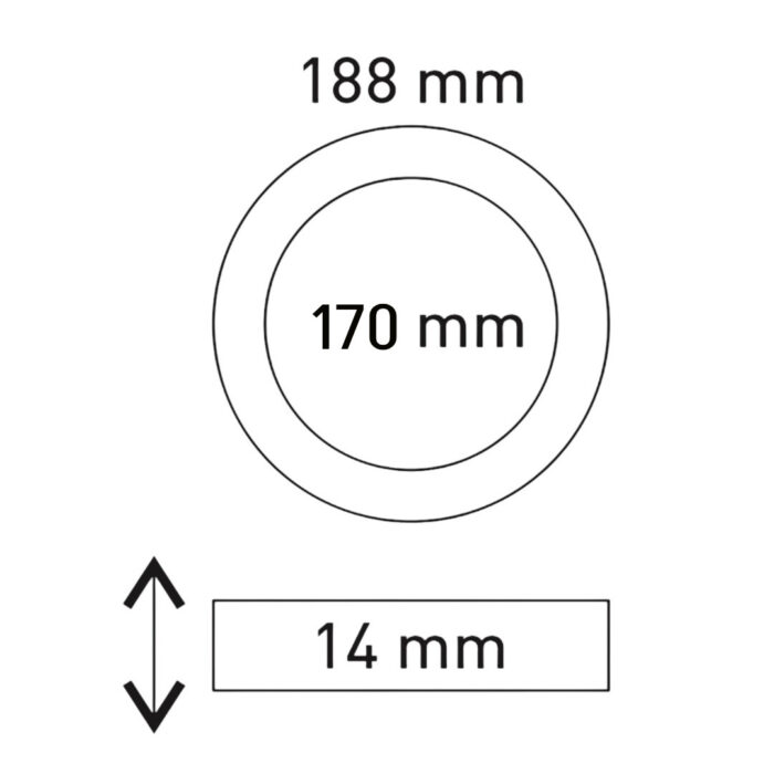 Round LED panel 15W / 1350Lm circular recessed, power supply included