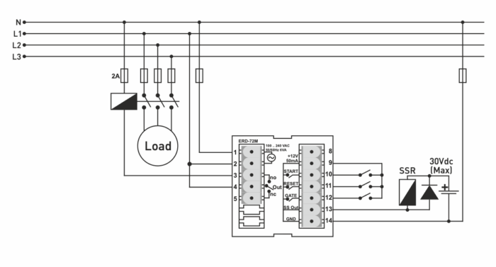 Multifunctional time relay 2x4 LED display for panel/door mounting