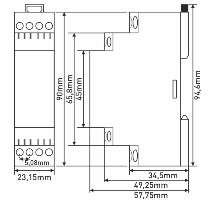 Monitoring/protection three-phase relay for control of overvoltage, undervoltage, asymmetry sequence