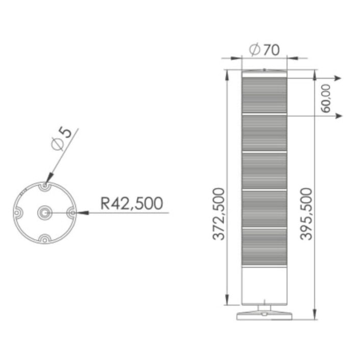 Five-storey signal column with surface mounting and 10cm pipe