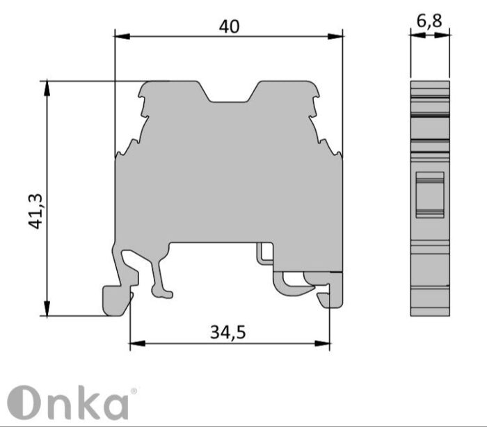 ONKA 4mm2 PE Screw rail connector terminal block DIN rail terminal 2-wire grey, 1010220
