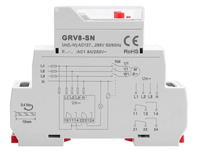 GEYA GRV8-SN, 3-phase voltage relay with display, voltage protection with LED indication