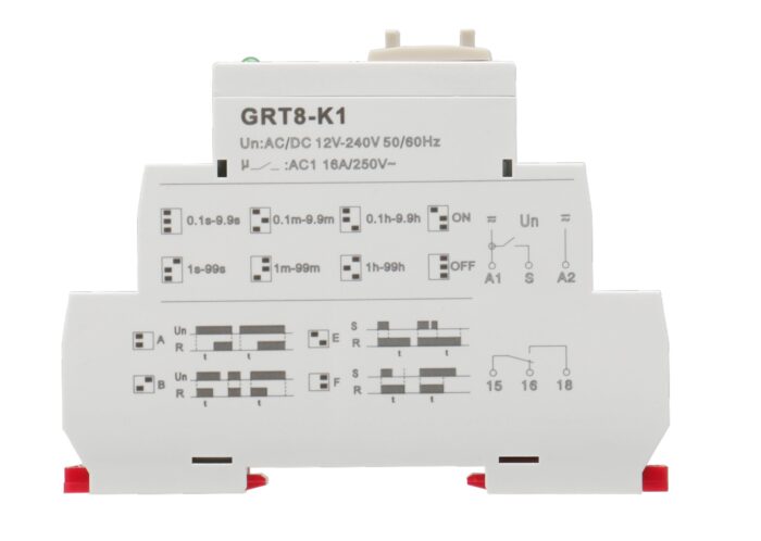 GEYA GRT8-K1 Time delay relay, 4 AC/DC delay modes 12V-240V 50/60HZ