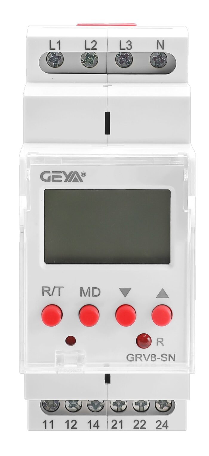 GEYA GRV8-SN, 3-phase voltage relay with display, voltage protection with LED indication