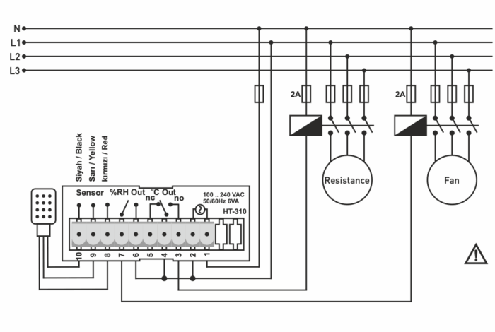 Digital temperature and humidity control relay for panel mounting, ON - OFF