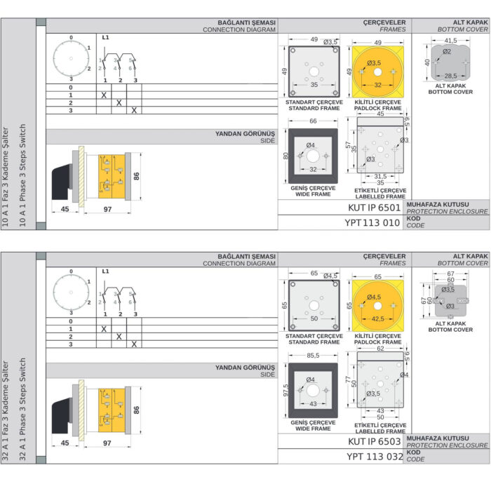 Step switch 0-1-2-3 degree rotary switch