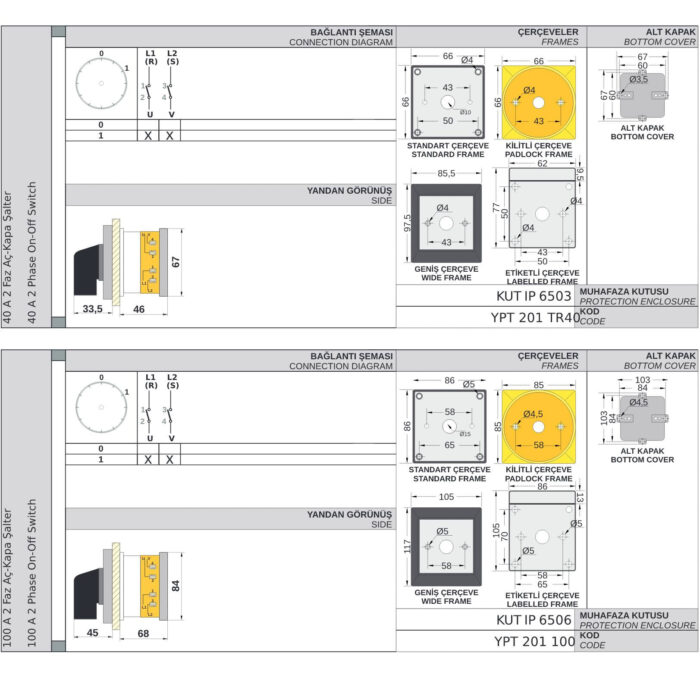 Rotary switch 0-1, ON/OFF