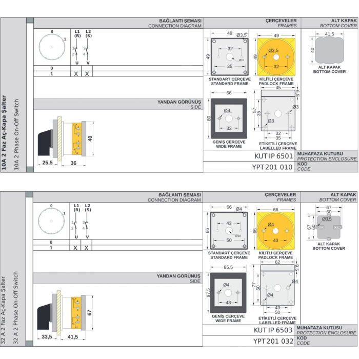 Rotary switch 0-1, ON/OFF