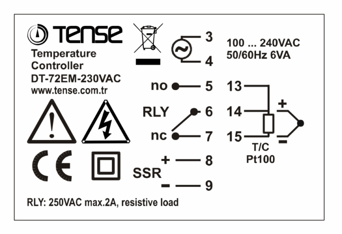 Microprocessor PID temperature controller for relay panel + SSR output up to 1750 °C