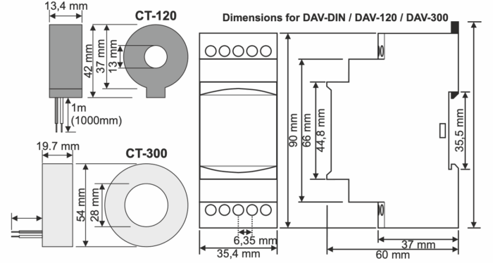 DAV-DIN digital ammeter and voltmeter 150-260V panel meters