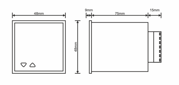 High precision temperature controller for panel mounting ON - OFF up to 600ºC