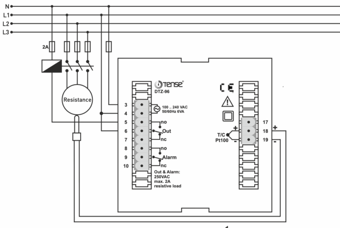 Microprocessor PID temperature controller with timer for panel mounting 1750°C