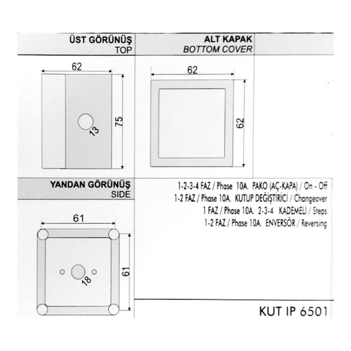 Plastic IP65 enclosure for cam switch, OPAŞ