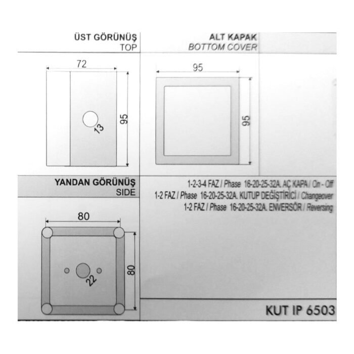 Plastic IP65 enclosure for cam switch, OPAŞ