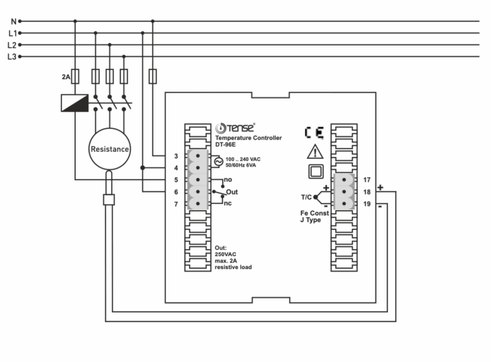 High precision temperature controller for panel mounting ON - OFF up to 600ºC