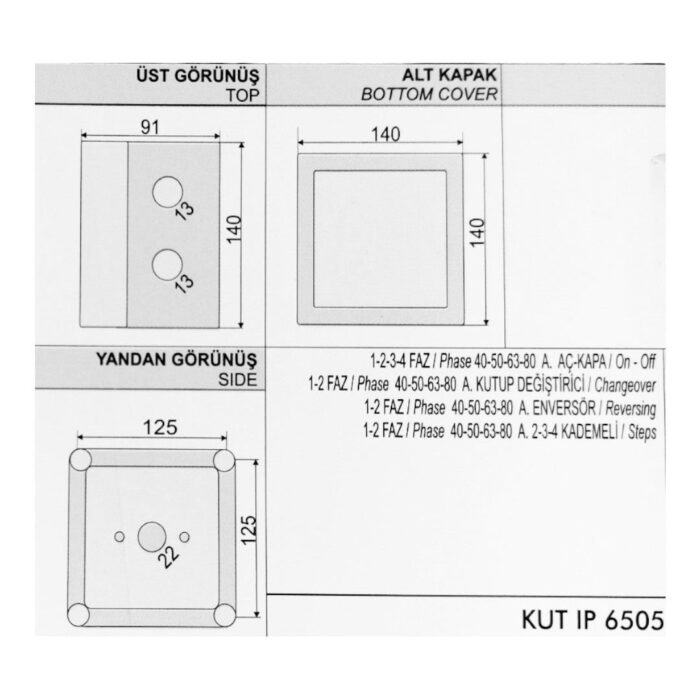 Plastic IP65 enclosure for cam switch, OPAŞ