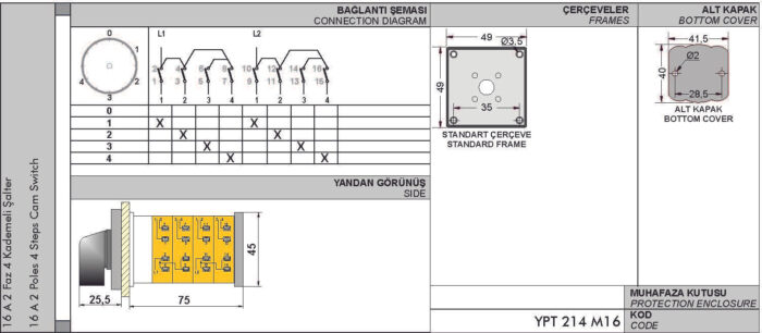 Step switch 0-1-2-3-4 degree rotary switch, 1-2 poles, 10-160A