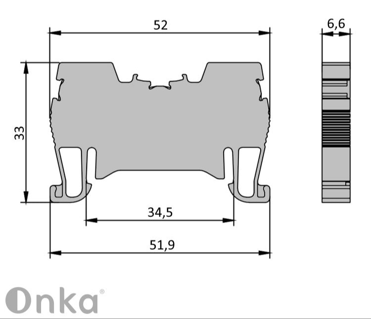 ONKA 4mm2 spring rail connector terminal strip DIN rail terminal strip 2-wire grey, 1020024 ONKA 4mm2 spring rail connector terminal strip DIN rail terminal strip 2-wire grey, 1020024