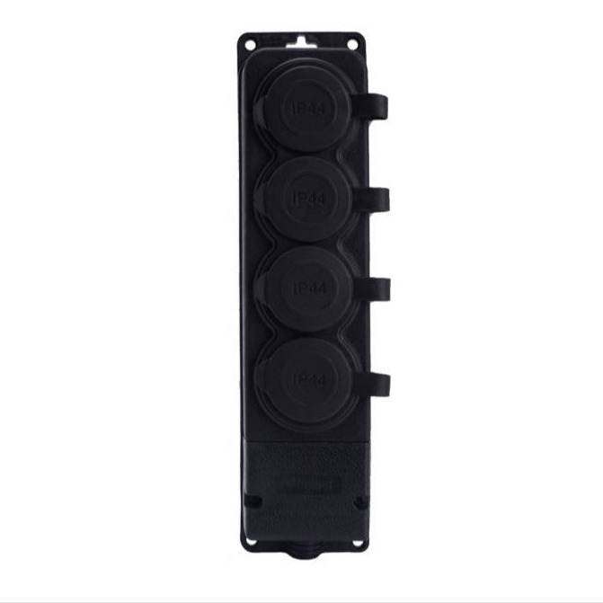 4x rubber socket "rubber" black with lid hermetic IP44, 250V, 16A, SCHUKO 2P+Z, 4KMP-F, Bylion 4x rubber socket "rubber" black with lid hermetic IP44, 250V, 16A, SCHUKO 2P+Z, 4KMP-F, Bylion