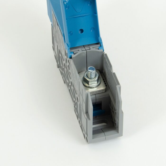 ONKA 95mm2 M8 Screw rail connector terminal block DIN rail terminal with protective cover, blue, 1030062