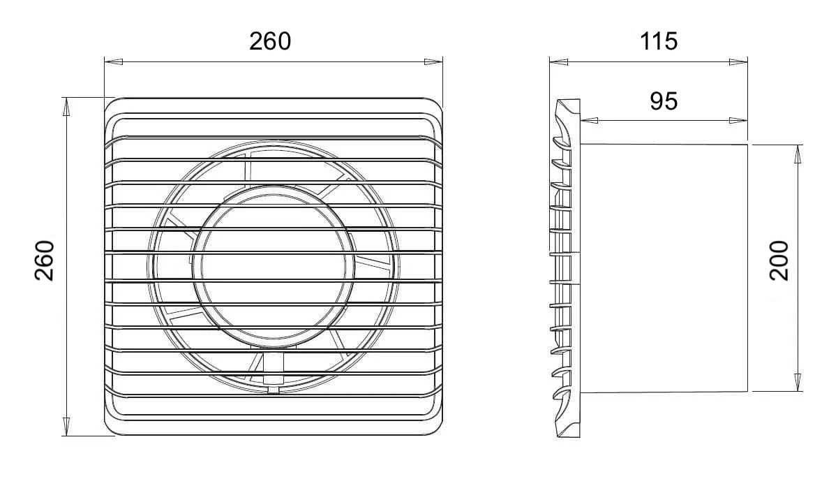 ARS - white wall mounted axial bathroom / WC fan white with grille quiet 200mm, 300 m3/h, 340049 ARS - white wall mounted axial bathroom / WC fan white with grille quiet 200mm, 300 m3/h, 340049