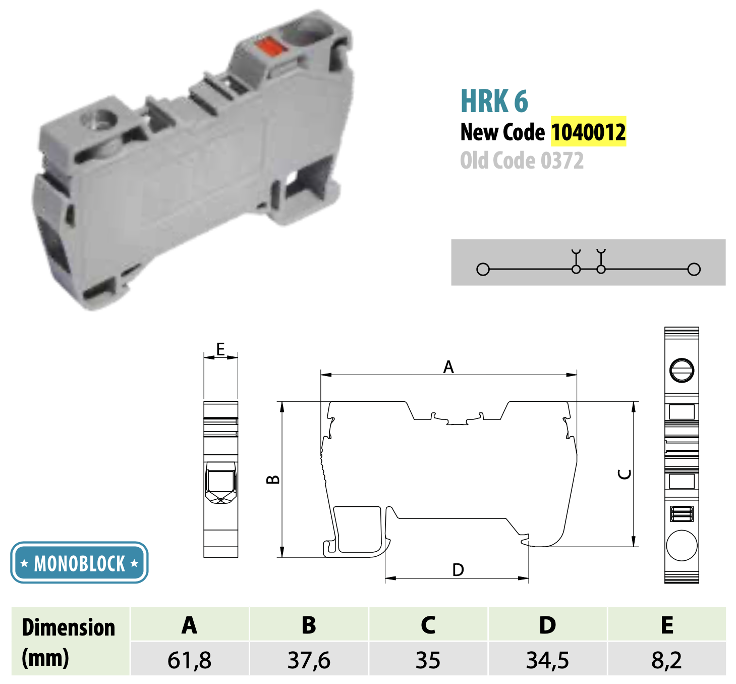 ONKA 6mm2 Hybrid Screw/Spring Rail Connector Terminal Block DIN Rail Terminal Block 2-wire grey, 1040012 ONKA 6mm2 Hybrid Screw/Spring Rail Connector Terminal Block DIN Rail Terminal Block 2-wire grey, 1040012