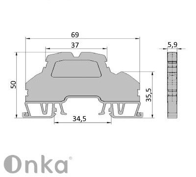 ONKA 2.5mm2, 2 tier spring rail connector terminal block DIN rail terminal block 4-wire grey, 1020379 ONKA 2.5mm2, 2 tier spring rail connector terminal block DIN rail terminal block 4-wire grey, 1020379