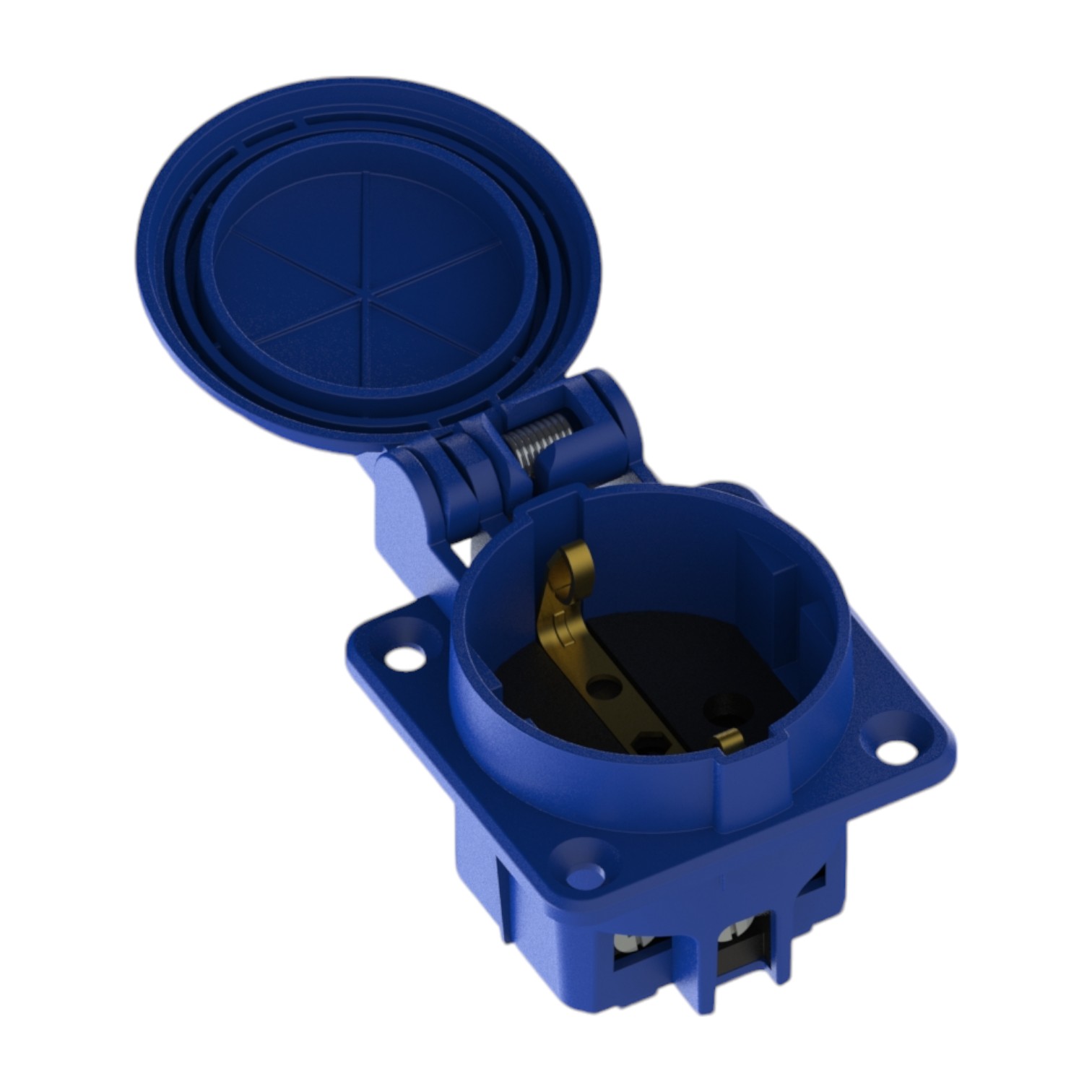 Hermetic socket 2P+Z, 230/220v, with earthing, IP44, with flap, blue, 250V Schuko Hermetic socket 2P+Z, 230/220v, with earthing, IP44, with flap, blue, 250V Schuko