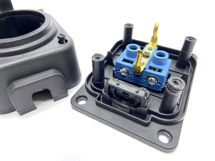Black "rubber" surface-mounted socket 250V, 16A, IP44, SCHUKO 2P+Z, 1KMP-F, Bylion