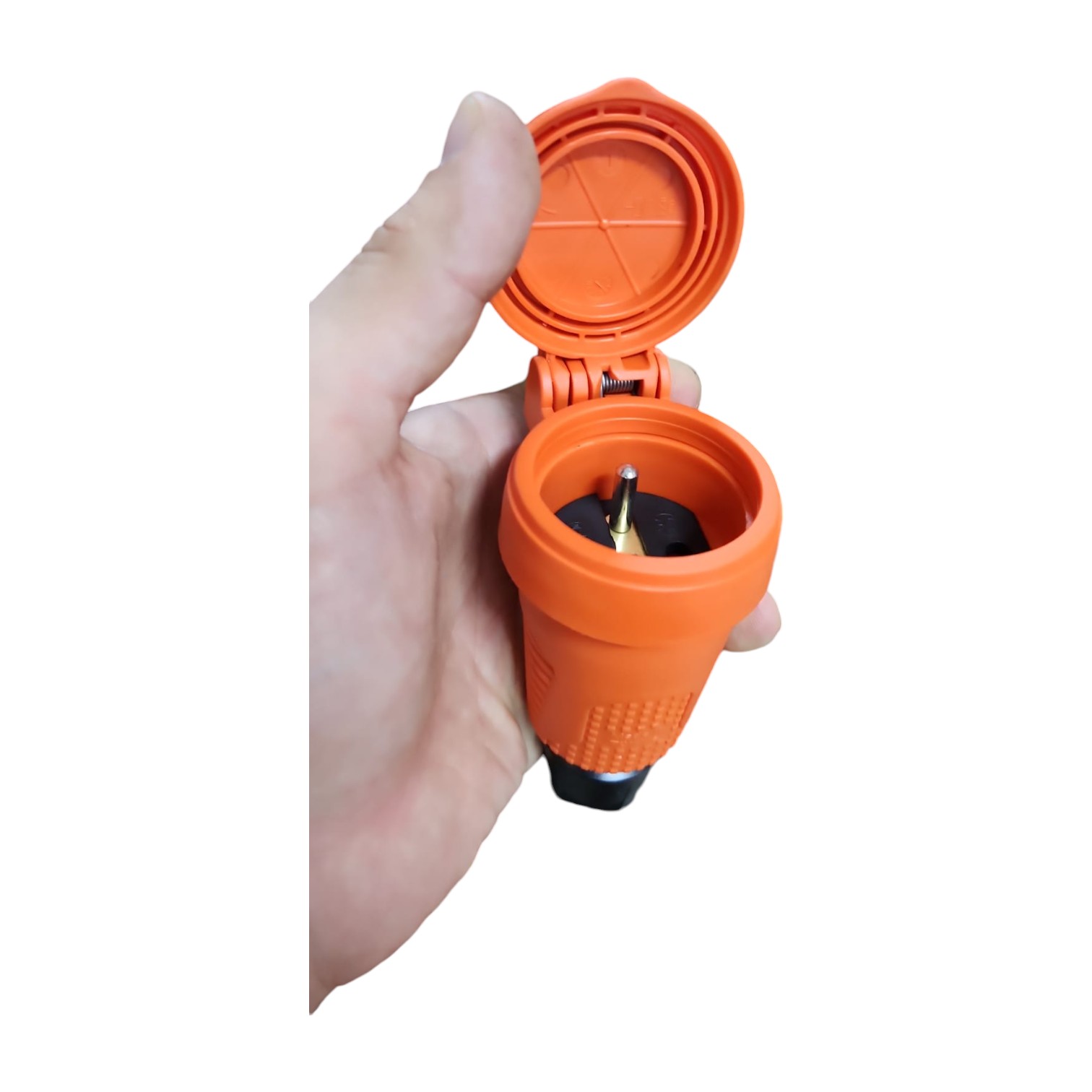 Orange hermetic rubber socket IP54 with flap 16A 250V French type (Pin) RDP-O-E Bylion Orange hermetic rubber socket IP54 with flap 16A 250V French type (Pin) RDP-O-E Bylion