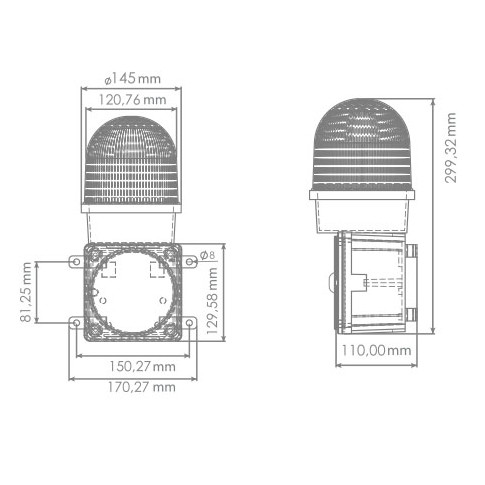 Heavy Duty die-cast metal siren with LED strobe in cage Heavy Duty die-cast metal siren with LED strobe in cage