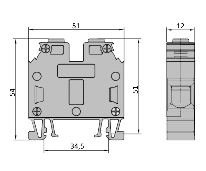 ONKA 16mm2 Screw rail connector terminal block DIN rail terminal 2-wire blue, 1010055 ONKA 16mm2 Screw rail connector terminal block DIN rail terminal 2-wire blue, 1010055