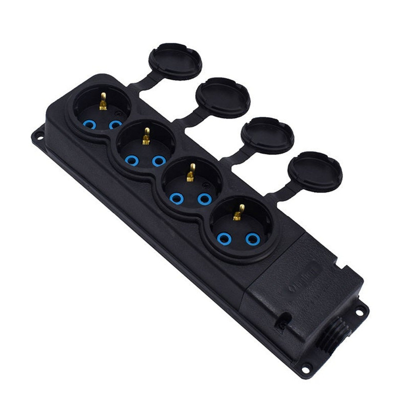 4x rubber socket "rubber" black with lid hermetic IP44, 250V, 16A, SCHUKO 2P+Z, 4KMP-F, Bylion 4x rubber socket "rubber" black with lid hermetic IP44, 250V, 16A, SCHUKO 2P+Z, 4KMP-F, Bylion
