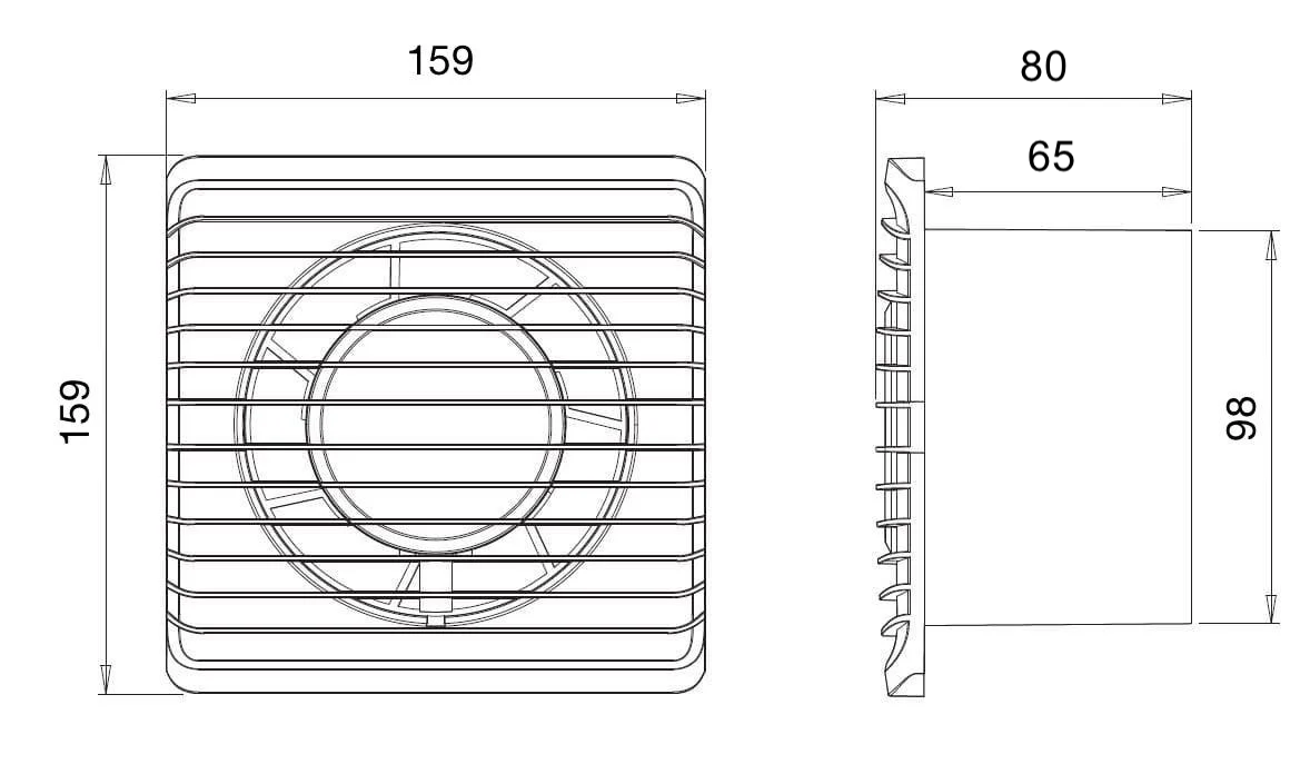 ARS-White wall mounted axial bathroom / WC fan white with grille quiet 100mm, 90 m3/h, 340041 ARS-White wall mounted axial bathroom / WC fan white with grille quiet 100mm, 90 m3/h, 340041