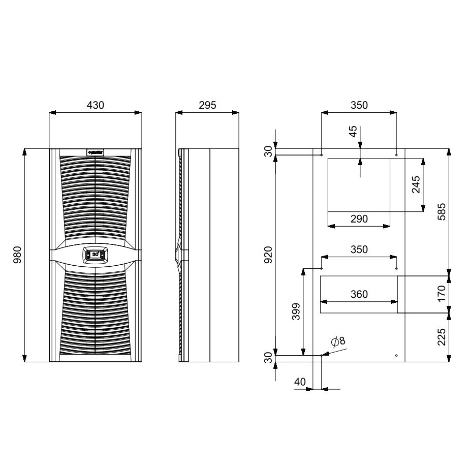 Air conditioning for switchboards / Cooler 2500W, PAD2550.01, Plastim Air conditioning for switchboards / Cooler 2500W, PAD2550.01, Plastim