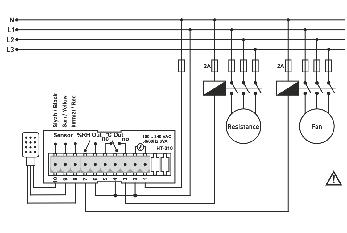 Digital temperature and humidity control relay for panel mounting, ON - OFF Digital temperature and humidity control relay for panel mounting, ON - OFF