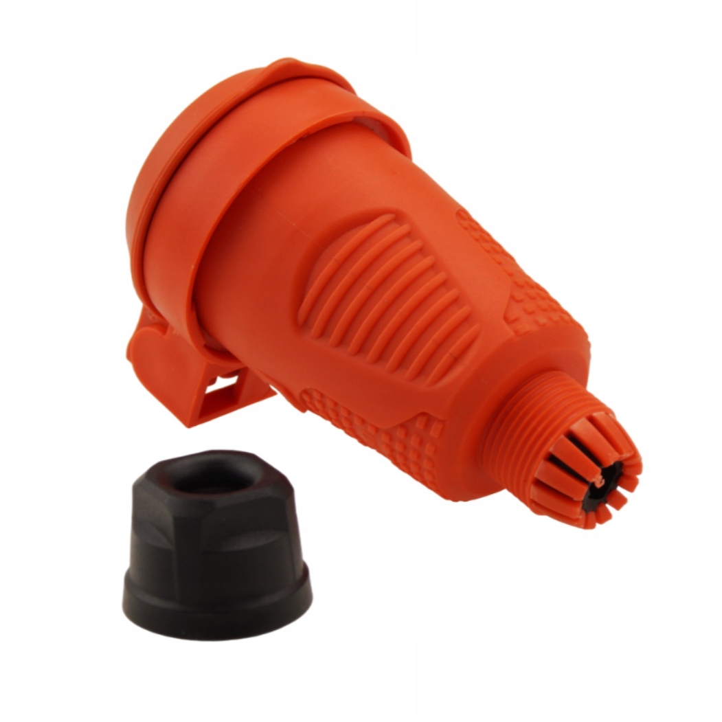 Orange hermetic rubber socket IP54 with flap 16A 250V French type (Pin) RDP-O-E Bylion Orange hermetic rubber socket IP54 with flap 16A 250V French type (Pin) RDP-O-E Bylion