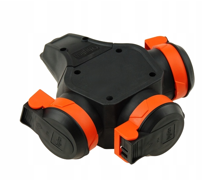 Hub rubber T-type Schuko splitter with 3 sockets 3WHS-F Hub rubber T-type Schuko splitter with 3 sockets 3WHS-F