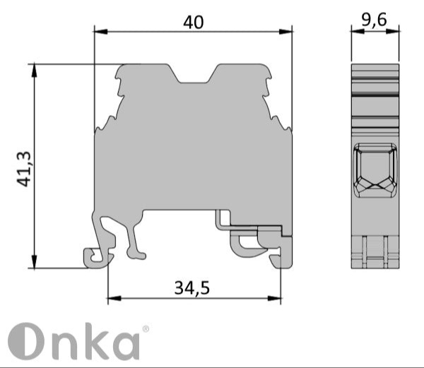 ONKA 10mm2 PE Screw rail connector terminal block DIN rail terminal 2-wire grey, 1010221 ONKA 10mm2 PE Screw rail connector terminal block DIN rail terminal 2-wire grey, 1010221