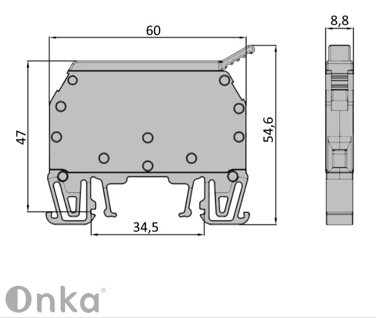 ONKA 6mm2 screw connection fuse terminal block (fuse not included) grey, 1010241 ONKA 6mm2 screw connection fuse terminal block (fuse not included) grey, 1010241